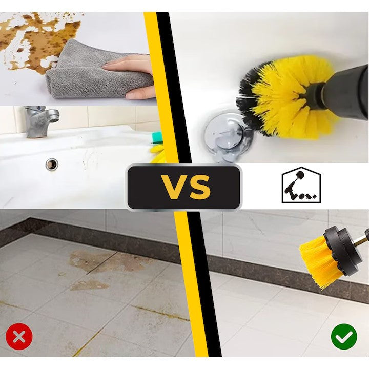 Set 3 Perii Rotative din Plastic Echo AT PERFORMANCE®, de Curatat Suprafete, Covoare, cu Adaptor, Diferite Marimi, Pentru Bormasina, Autofiletanta sau Masina de Gaurit